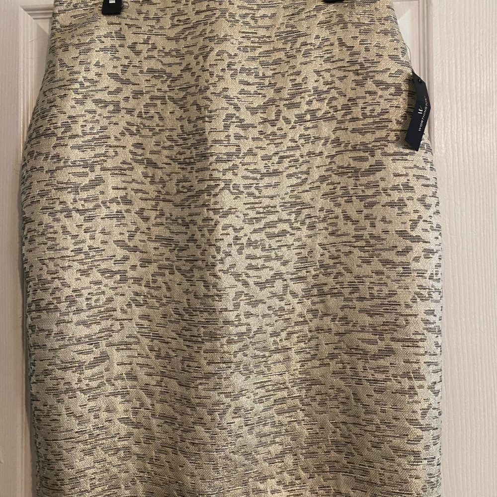 Worthington Cream and Gray Pencil Skirt